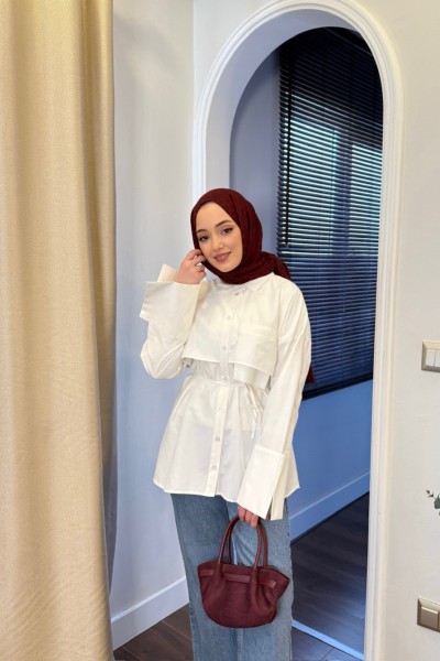 BBC GENİŞ MANŞETLi GÖMLEK - BEYAZ