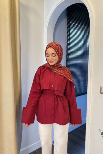 BBC GENİŞ MANŞETLi GÖMLEK - BORDO