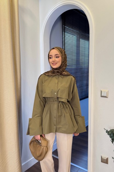 BBC GENİŞ MANŞETLi GÖMLEK - YEŞİL