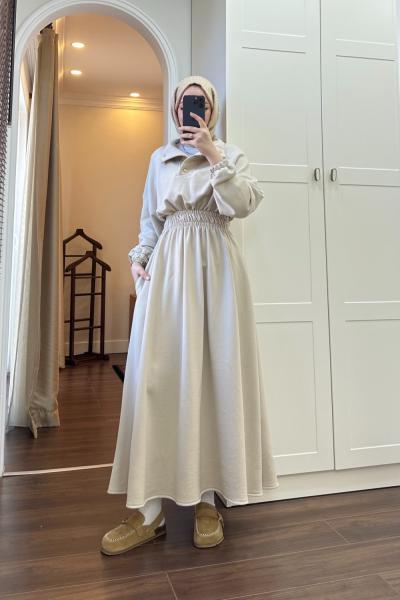 BBC HAVEN ÇITÇITLI ELBİSE - BEJ