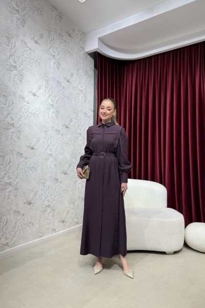 BBC HAZE GÖMLEK ELBİSE - MÜRDÜM