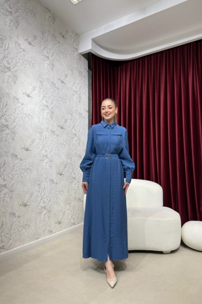 BBC HAZE GÖMLEK ELBİSE - MAVİ