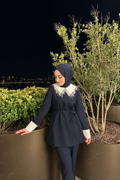 Bbc İnci Yaka İkili Takım - Lacivert