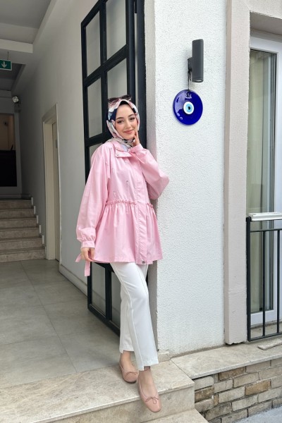 BBC İNCİLİ POPLİN KAP - PEMBE