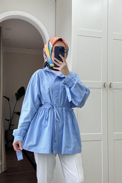 BBC İNCİLİ POPLİN KAP - MAVİ