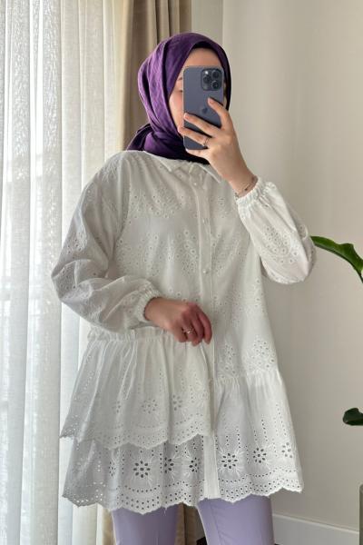 BBC İNCİ DÜĞMELİ FİSTO GÖMLEK - BEYAZ