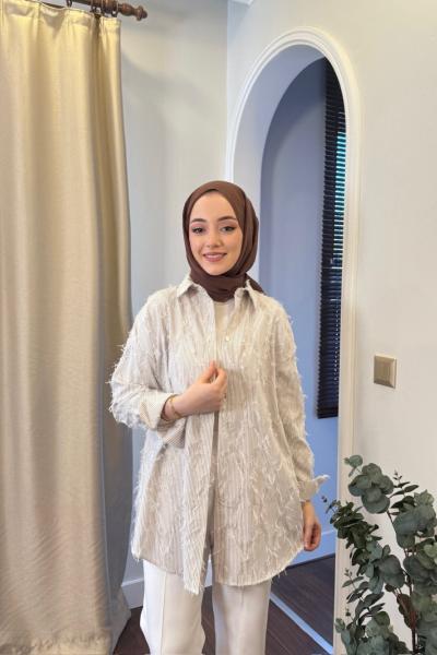 BBC İP SAÇAKLI GÖMLEK - KAHVE