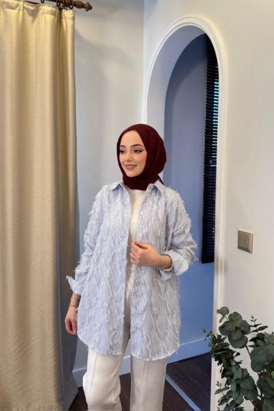 BBC İP SAÇAKLI GÖMLEK - LACİVERT