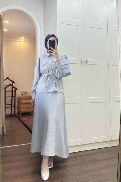 BBC İPEKSİ ETEKLİ TAKIM - GRİ