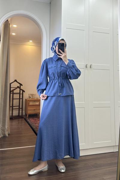 BBC İPEKSİ ETEKLİ TAKIM - İNDİGO