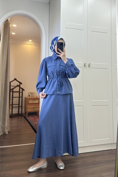 BBC İPEKSİ ETEKLİ TAKIM - İNDİGO