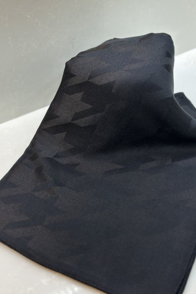 Bbc İpeksi Kazayağı Jakar Şal - Siyah