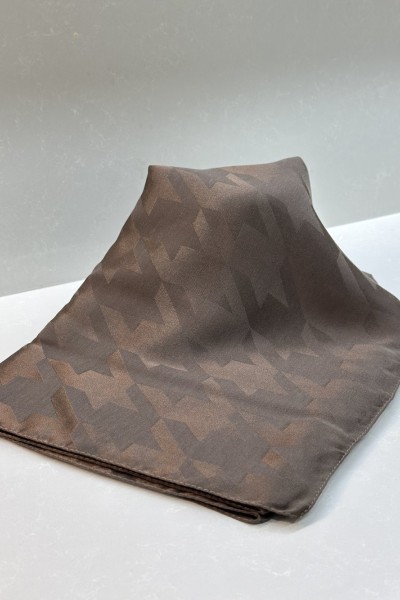 Bbc İpeksi Kazayağı Jakar Şal - Kahve