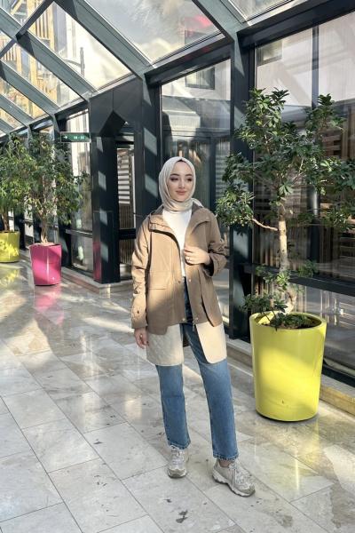 Bbc Kapitone Yağmurluk - Camel