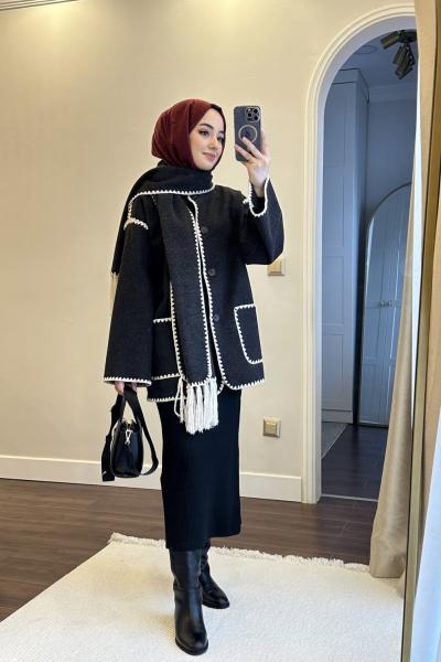 Bbc Kaşe Atkılı Kap - Antrasit