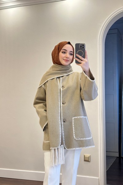 Bbc Kaşe Atkılı Kap - Vizon