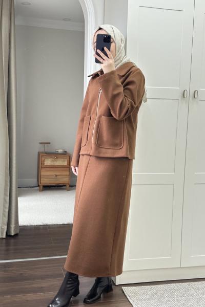 Bbc Keçe Etekli Takım - Açık Kahve