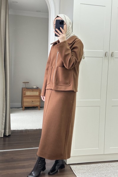 Bbc Keçe Etekli Takım - Açık Kahve