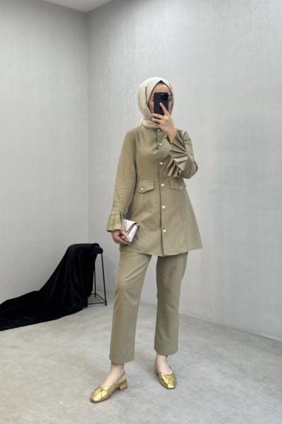 BBC KETEN PLİSELİ TAKIM - KİL YEŞİLİ