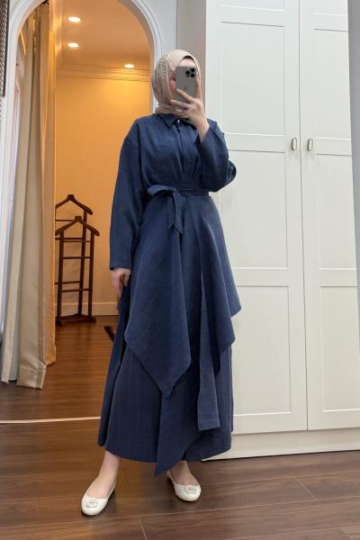 BBC KİMONO DETAYLI ELBİSE - LACİVERT