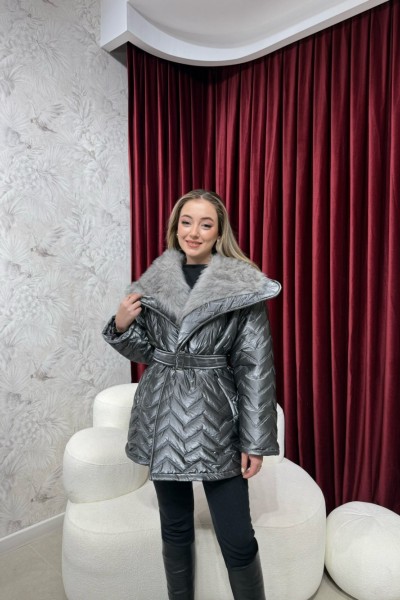 BBC KÜRK YAKALI ŞİŞME MONT - ANTRASİT