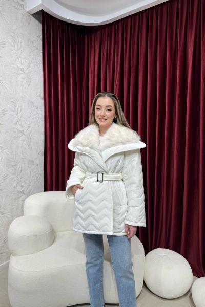 BBC KÜRK YAKALI ŞİŞME MONT - EKRU