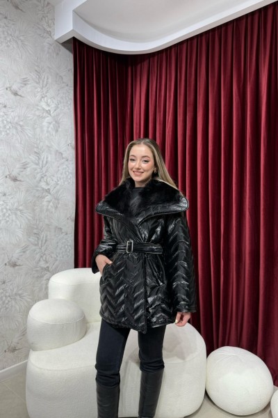 BBC KÜRK YAKALI ŞİŞME MONT - SİYAH