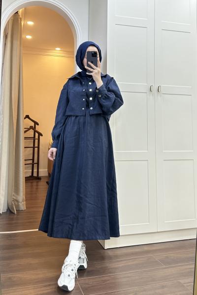 BBC LARA PARAŞÜT ELBİSE - LACİVERT