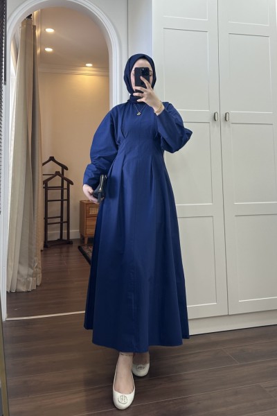 BBC LOİ PİLELİ ELBİSE - LACİVERT