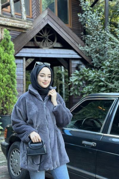 Bbc Louran Peluş Hırka - Antrasit