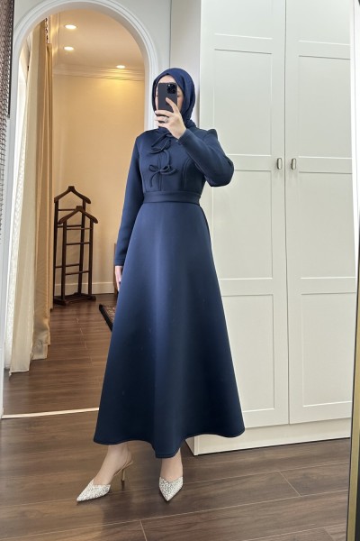 BBC MARİA FİYONKLU ELBİSE - LACİVERT