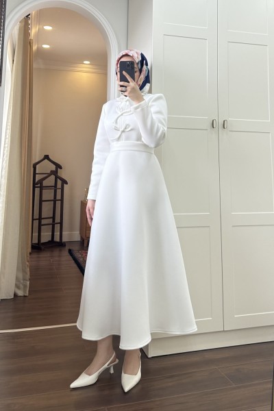 BBC MARİA FİYONKLU ELBİSE - EKRU