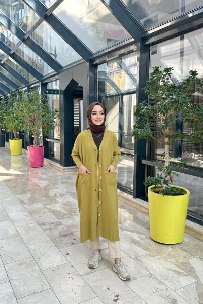 Bbc Mevsimlik İnce Triko Hırka - Yağ Yeşili