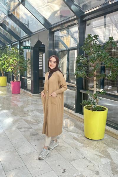 Bbc Mevsimlik İnce Triko Hırka - Camel