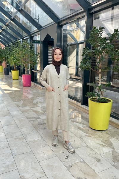 Bbc Mevsimlik İnce Triko Hırka - Taş