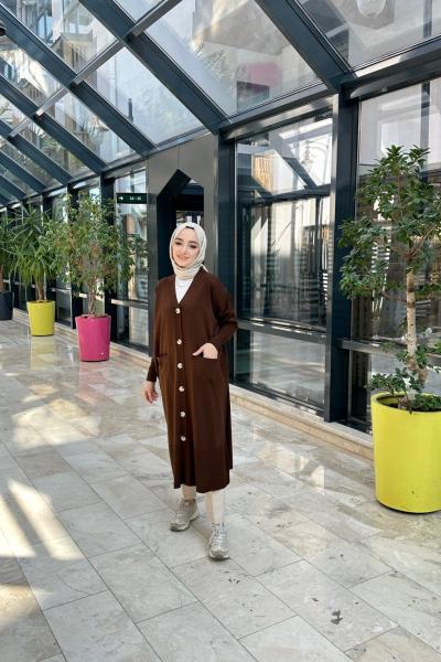 Bbc Mevsimlik İnce Triko Hırka - Acı Kahve