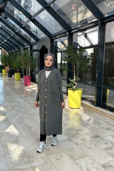 Bbc Mevsimlik İnce Triko Hırka - Gri