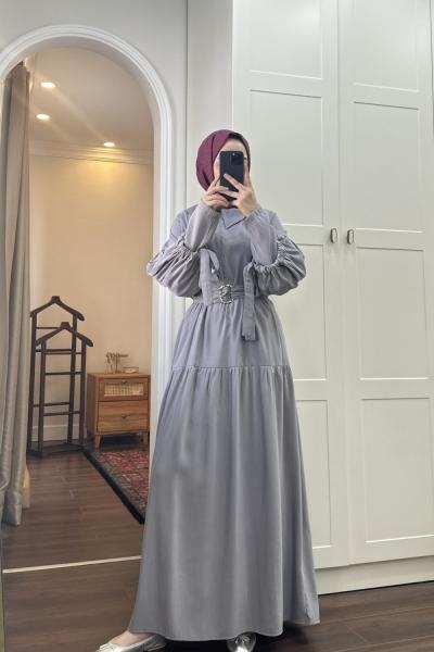 BBC MODAL PERA ELBİSE - GRİ