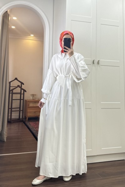 BBC MODAL PERA ELBİSE - BEYAZ