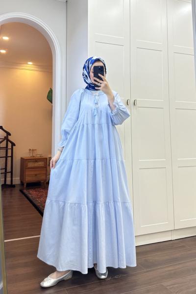 BBC MUEN KETEN ELBİSE - BEBE MAVİSİ