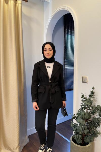 BBC NORA FERMUARLI CEKET - SİYAH