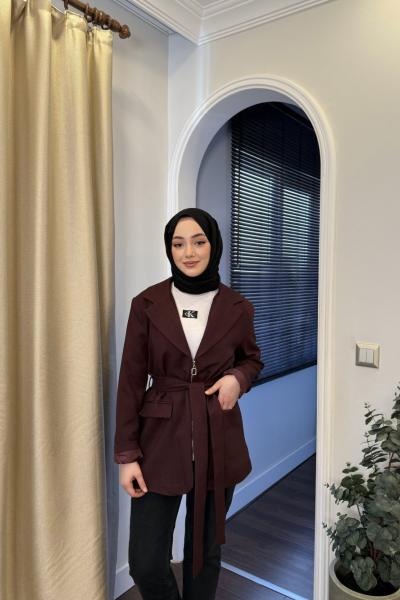 BBC NORA FERMUARLI CEKET - BORDO