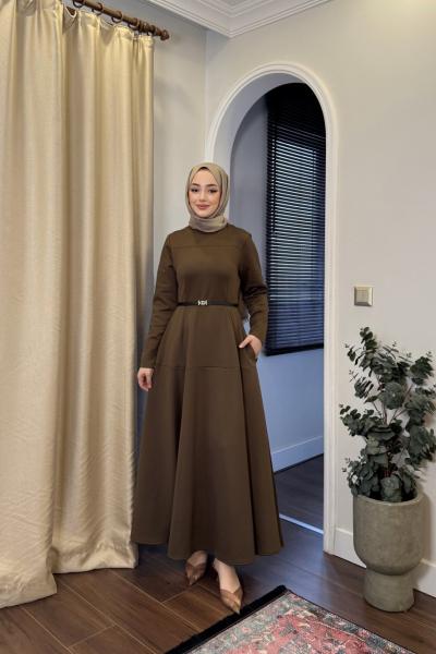 BBC OLA ELBİSE - KAHVERENGİ