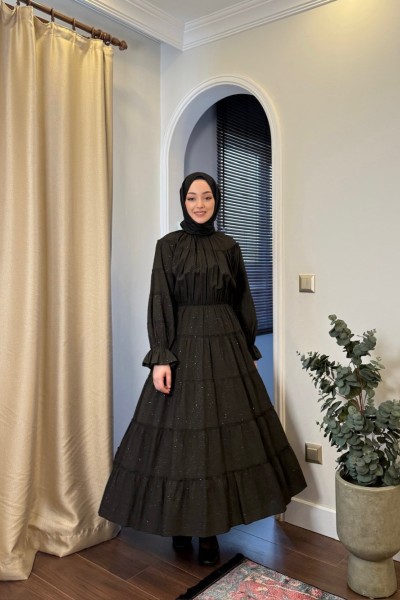 BBC PARILTI ELBİSE - SİYAH