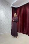 BBC PELERİNLİ ELBİSE - BORDO