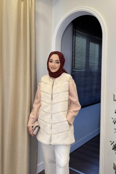 BBC PELUŞ YELEK - EKRU