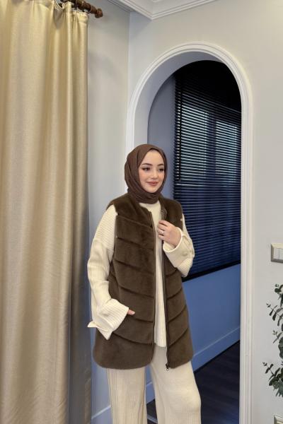 BBC PELUŞ YELEK - KAHVERENGİ