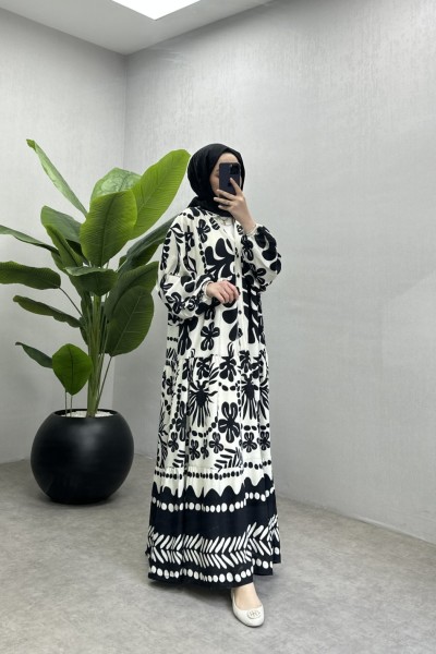 BBC PENA VİSKON ELBİSE - SİYAH