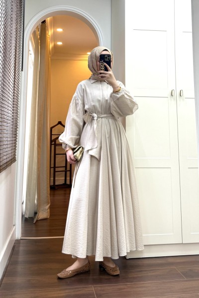 BBC PENNY SİMLİ ELBİSE - TAŞ