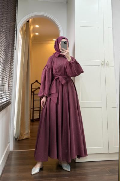 BBC PENNY SİMLİ ELBİSE - BORDO